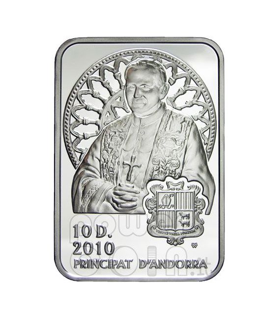 Moneta Papa Giovanni Paolo 2 Argento PAPA Giovanni Paolo II Moneta Argento Ologramma 10D Andorra 2010