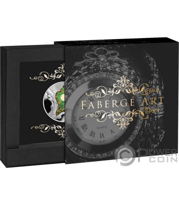 IMPERIAL DESK CLOCK Imperial Schreibtischuhr Art of Faberge 1 Oz Silber  Münze 1$ Niue 2018