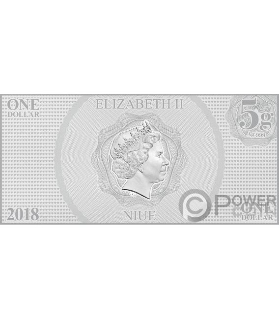 2018 Niue 5 gram Silver $1 Note Disney Aurora