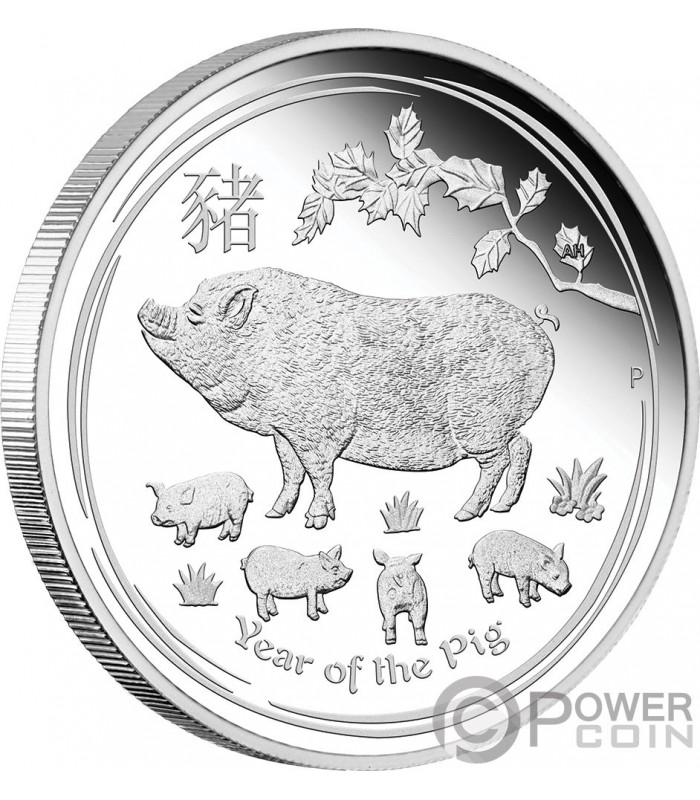 Schwein 1$ Series Münze Australia Oz PIG Year 1 2019 Lunar Silber