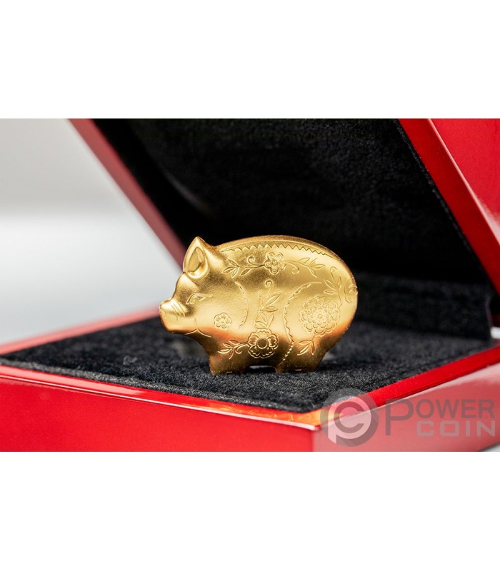 JOLLY PIG Lunar Year Gilded 1 Oz Silver Coin 1000 Togrog