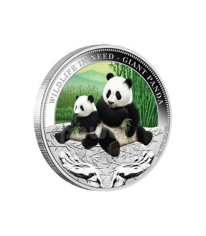 GIANT PANDA Wildlife in Need Silver Coin 1$ Tuvalu 2011