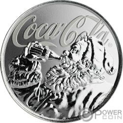 Coca Cola Oso Polar Always Cool 1 Oz Moneda Plata 2$ Fiji 2019
