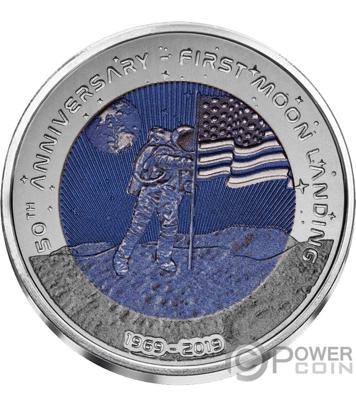 MOON LANDING 50th Anniversary Titanium Coin 2 Cedis Ghana 2019