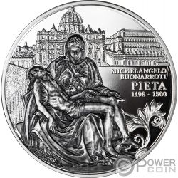$5 MICHELANGELO BUONARROTI PIETA Proof Antique finish 2oz NIUE 2019
