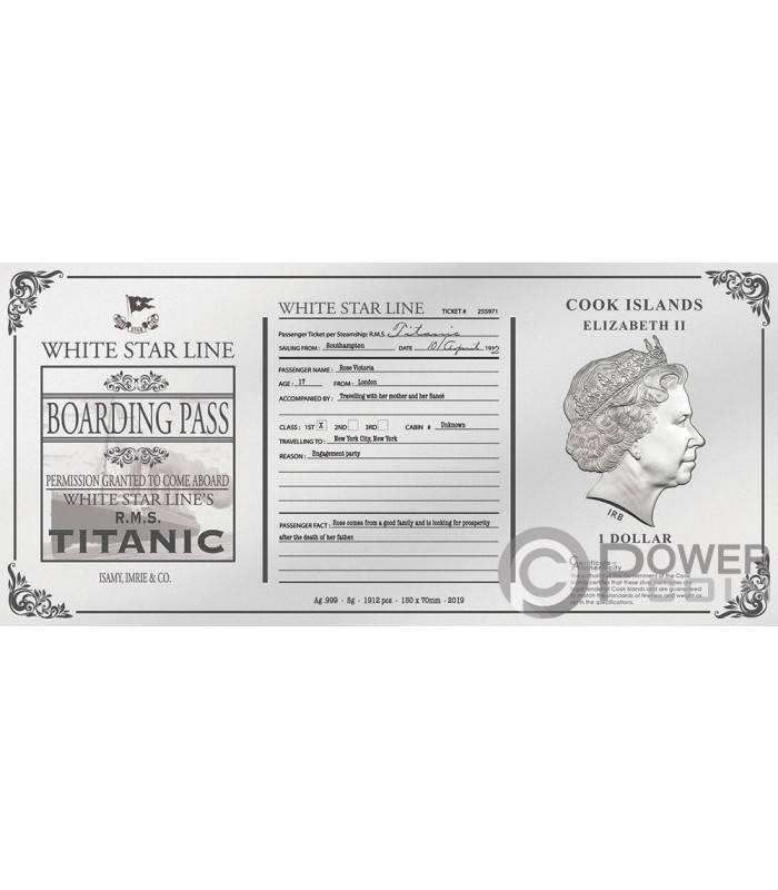 Titanic Boarding Pass and First Class Ticket White Star Lines 