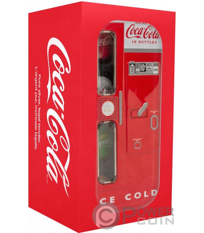 COCA COLA Bottle Cap Vending Machine Set Shape Silver Coins 1$ Fiji 2020