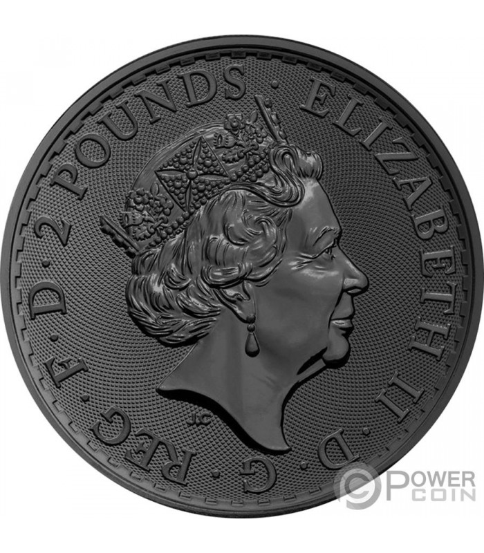 BURNING BRITANNIA Ruthenium 1 Oz Silver Coin 2£ Pound United