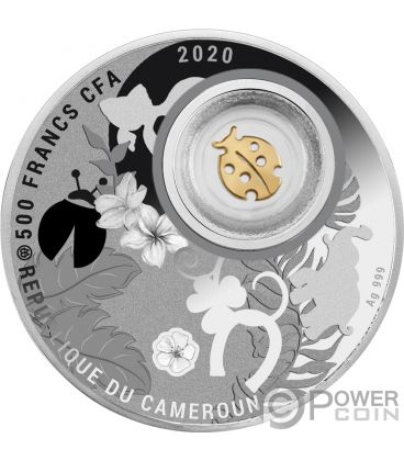 LADYBUG Glücklich Lucky Silber Münze 500 Franken Cameroon 2020