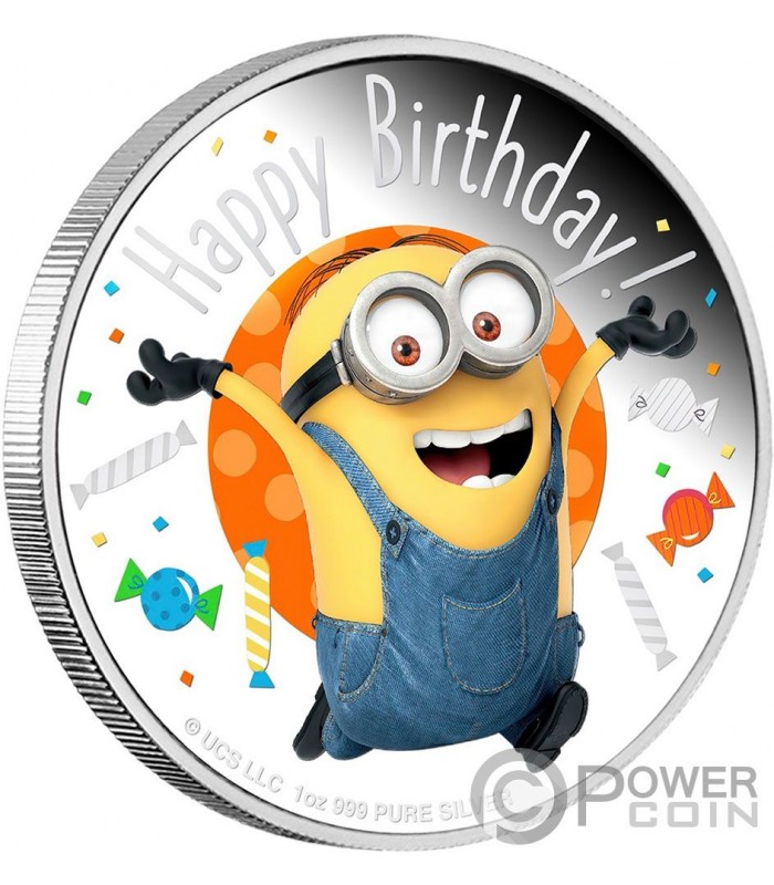 HAPPY BIRTHDAY Compleanno Minion Made 1 Oz Moneta Argento 2$ Niue 2020
