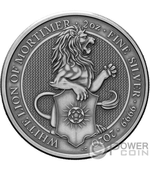 2020 Queen's Beasts The White Lion of Mortimer 2 oz Silver Coin 