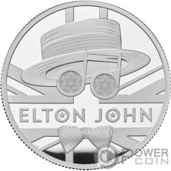 ELTON JOHN Music Legends 5 Oz Moneda Plata 10 Pounds United Kingdom 2020