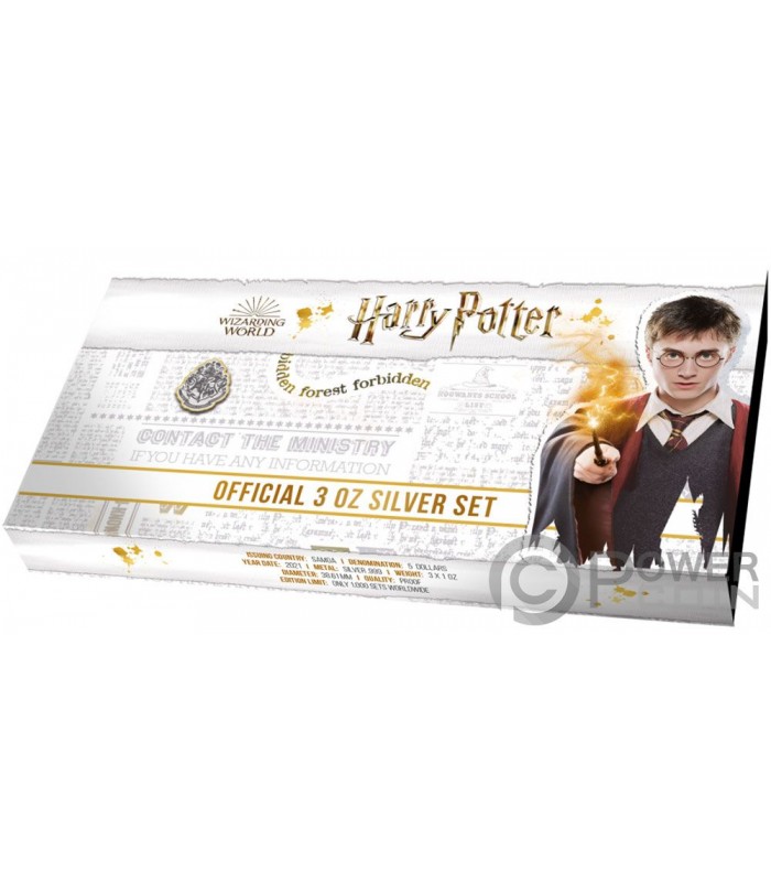 HARRY POTTER Set 3x1 Oz Silver Coins 5$ Samoa 2021