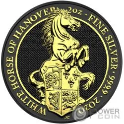 2oz Silver Queen/'s Beasts White Horse of Hanover Ruthenium /& Gold Gilded Coin