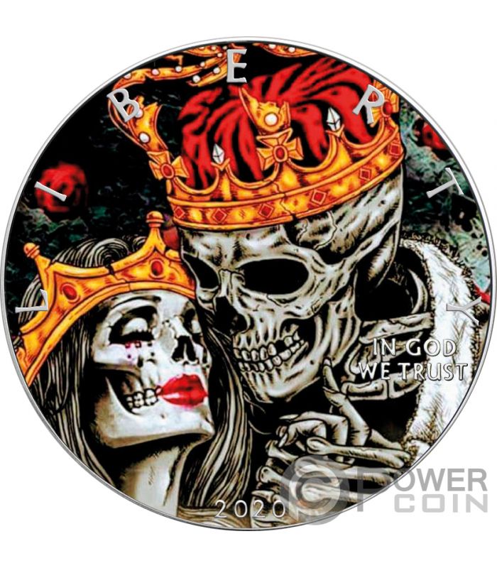 SKULL KISS Walking Liberty 1 Oz Silver Coin 1$ USA 2020