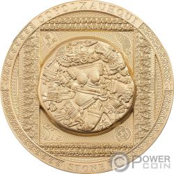 COYOLXAUHQUI STONE Gilded Archeology Symbolism 3 Oz Серебро Монета  20$ Острова Кука 2021