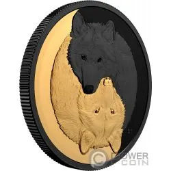 Grey Wolf Black And Gold Silver Coin Canada 21 Power Coin