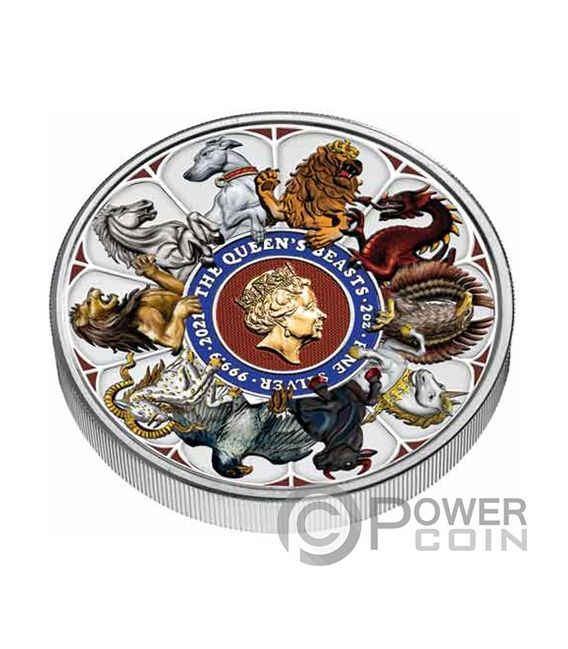 QUEEN BEASTS COMPLETER Color 2 Oz Silber Münze 5£ United Kingdom 2021