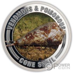 CONE SNAIL Venomous and Poisonous ½ Oz Silver Coin 1$ Samoa 2022