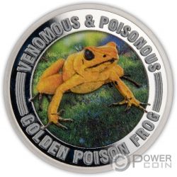 GOLDEN POISON FROG Venomous and Poisonous ½ Oz Серебро Монета 1$ Самоа 2022