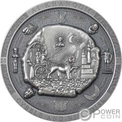 BACTRIAN CYBELE DISK Antiqued Archeology Symbolism 3 Oz Серебро Монета 20$ Острова Кука 2021