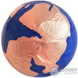 PANGEA BLUE MARBLE Rose Or Spherical 3 Oz Monnaie Argent 5$ Barbados 2022