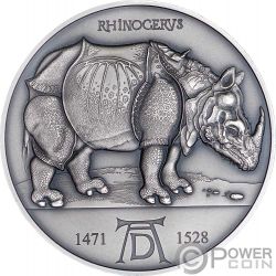RHINOCERUS Albrecht Durer 550th Anniversary 2 Oz Серебро Монета 2000 Франков Камерун 2021