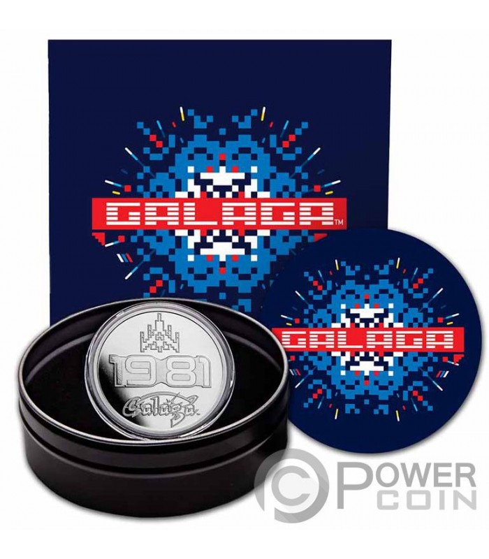 GALAGA 40th Anniversary Proof 1 Oz Silver Coin 2$ Niue 2021