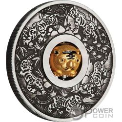 YEAR OF THE TIGER Rotating Charm 1 Oz Silver Coin 1$ Tuvalu 2022