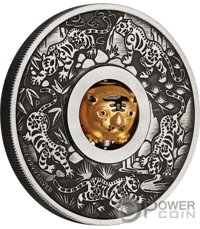 2020 Year of the Mouse 1oz SILVER $1 First Lunar Rotating Charm ANTIQUED COIN 