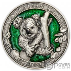 AUSTRALIAN KOALA Colours of Wildlife 3 Oz Silver Coin 5$ Barbados 2022