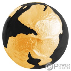 BLACK PANGEA BLUE MARBLE Позолоченнo Cфера 3 Oz Серебро Монета 5$ Барбадос 2022