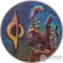 PILLARS OF CREATION AND BLACK HOLE Final Frontier 3 Oz Silver Coin 20$ Palau 2022