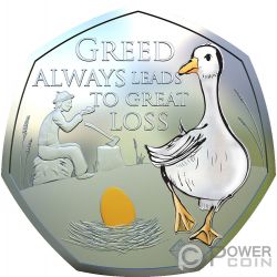 GOOSE THAT LAID THE GOLDEN EGGS Монета Серебро 50 Pence Святой Елены 2022