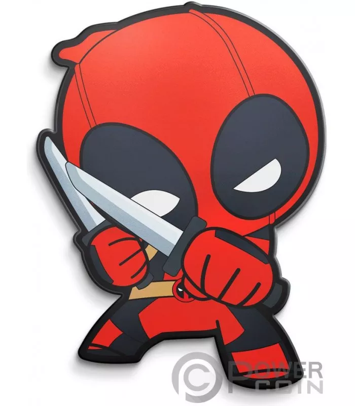DEADPOOL Marvel Mini Hero Shaped 1 Oz Silver Coin 2$ Fiji 2021