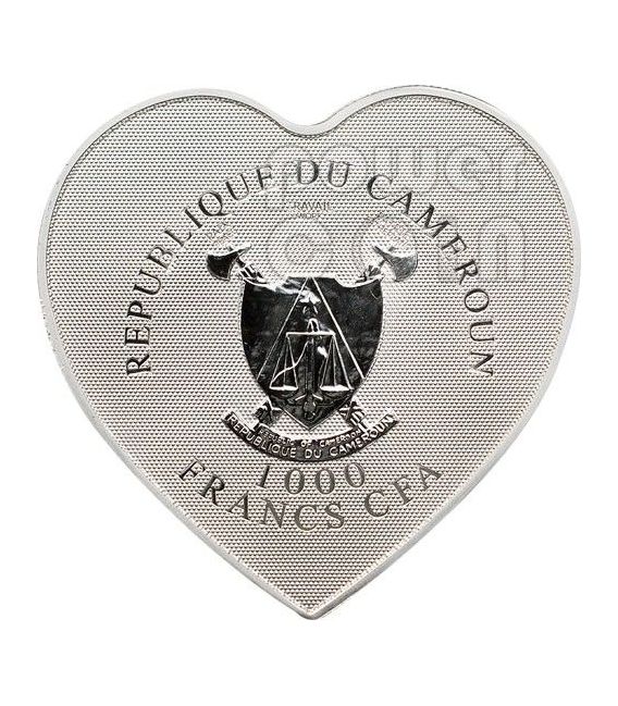 Cameroon 2013 1000 Francs Heart of Love 25g Silver Coin with Hologram 