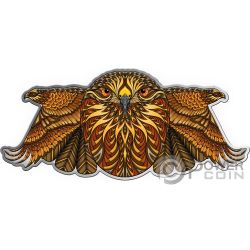 RED TAILED HAWK Shadow Hunters Ястреб 3 Oz Серебряная монета 8$ Соломоновы острова 2022