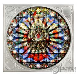 SAINT MARY OF THE FLOWER IN FLORENCE Rose Windows Collection Монета Серебро 15$ Соломоновы Острова 2022