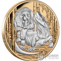 KOMODO DRAGON AND TIGER Apex Predators Дракон и Тигр 5 Oz Серебро Монета 10$ Ниуэ 2022