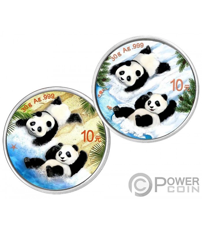 CHINA PANDA Summer Winter Set 2 Silver Coins 10 Yuan China 2022