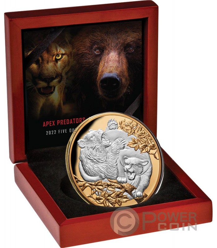 COUGAR AND BEAR Apex Predators Puma Oso 5 Oz Plata Niue 2022