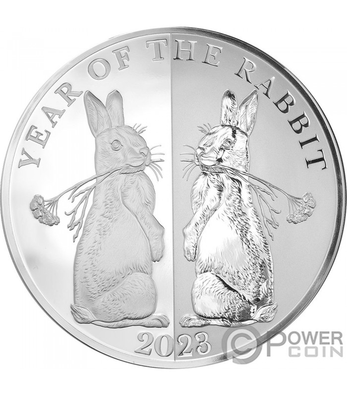 MIRROR RABBIT Chinese Lunar Year 1 Oz Silver Coin 5$ Tokelau 2023