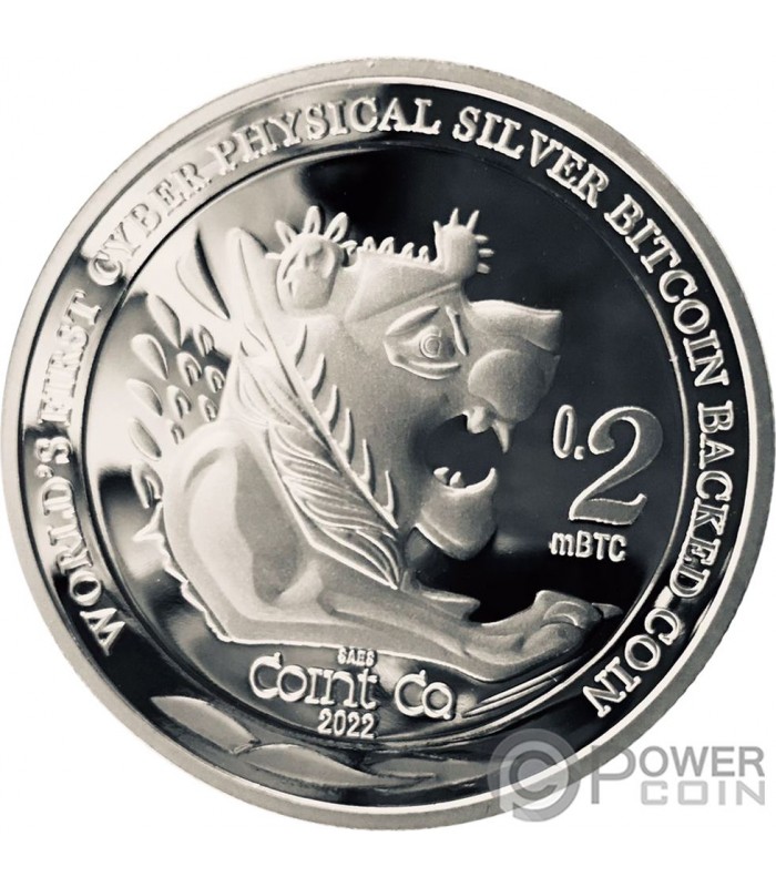 NEW LYDIAN COIN Bitcoin Backed 1 Oz Silver Coin 0.2 mBTC 2022