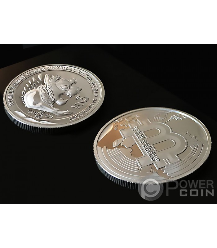 NEW LYDIAN COIN Bitcoin Backed 1 Oz Moneta Argento 0.2 mBTC 2022