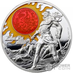 KUA FU CHASING THE SUN 5 Oz Silver Coin 10$ Niue 2022