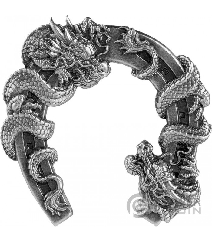 DRAGONS HORSESHOE 1 Oz Silver Coin 5000 Francs Chad 2023