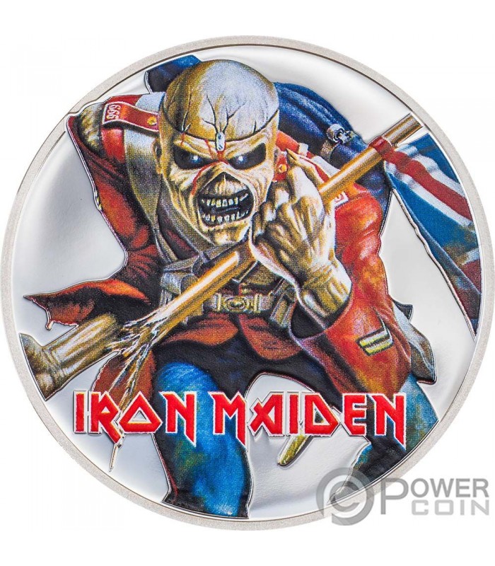 EDDIE THE TROOPER Iron Maiden 1 Oz Silver Coin 5$ Cook Islands 2023