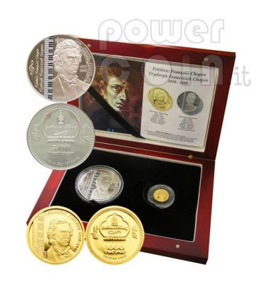 FREDERIC CHOPIN 2 Gold Silver Coin Set Mongolia 2008