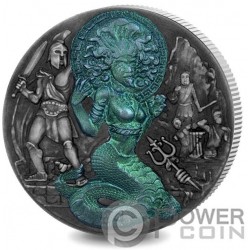 MEDUSA Mythical Creatures Iridescent 2 Oz Moneda Plata 4 Pounds British Indian Ocean Territory 2018
