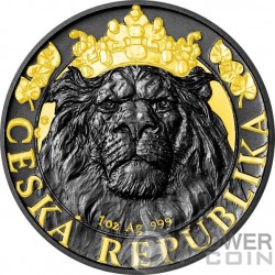 CZECH LION Black Platinum 1 Oz Moneta Argento 2$ Niue 2022